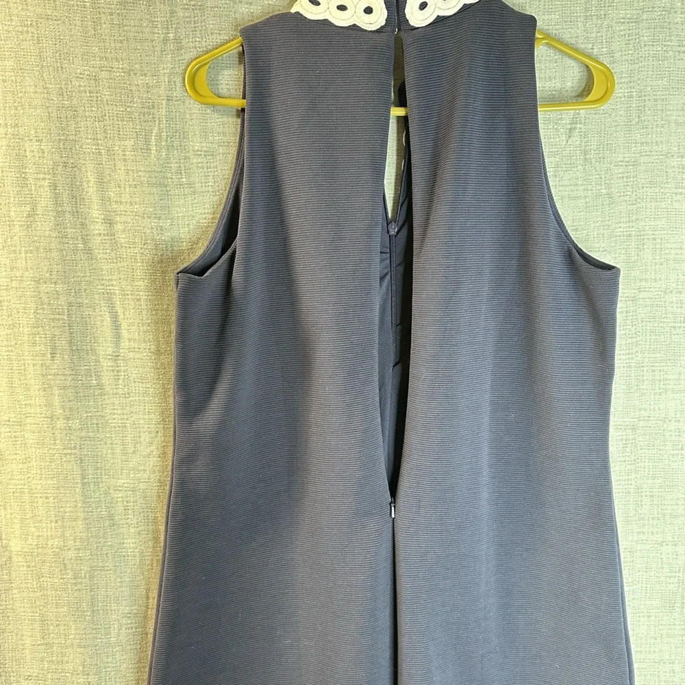 Lilly Pulitzer Callista Shift Dress Navy Blue White Lace High Neck Mini 2zippers - Picture 4 of 12